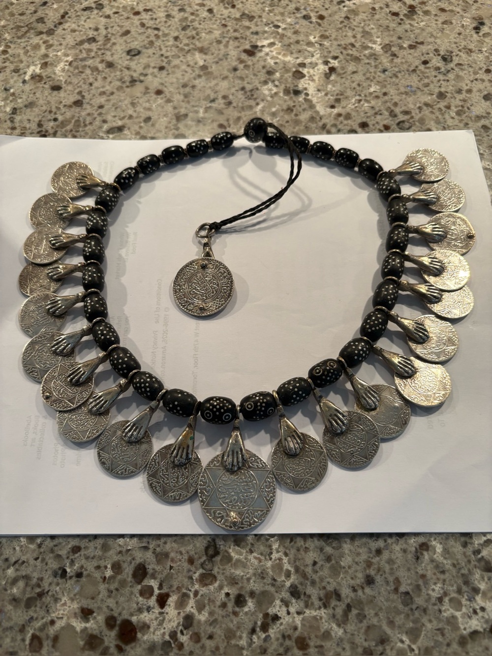 Old Berber Solid Silver Moroccan Coin Necklace